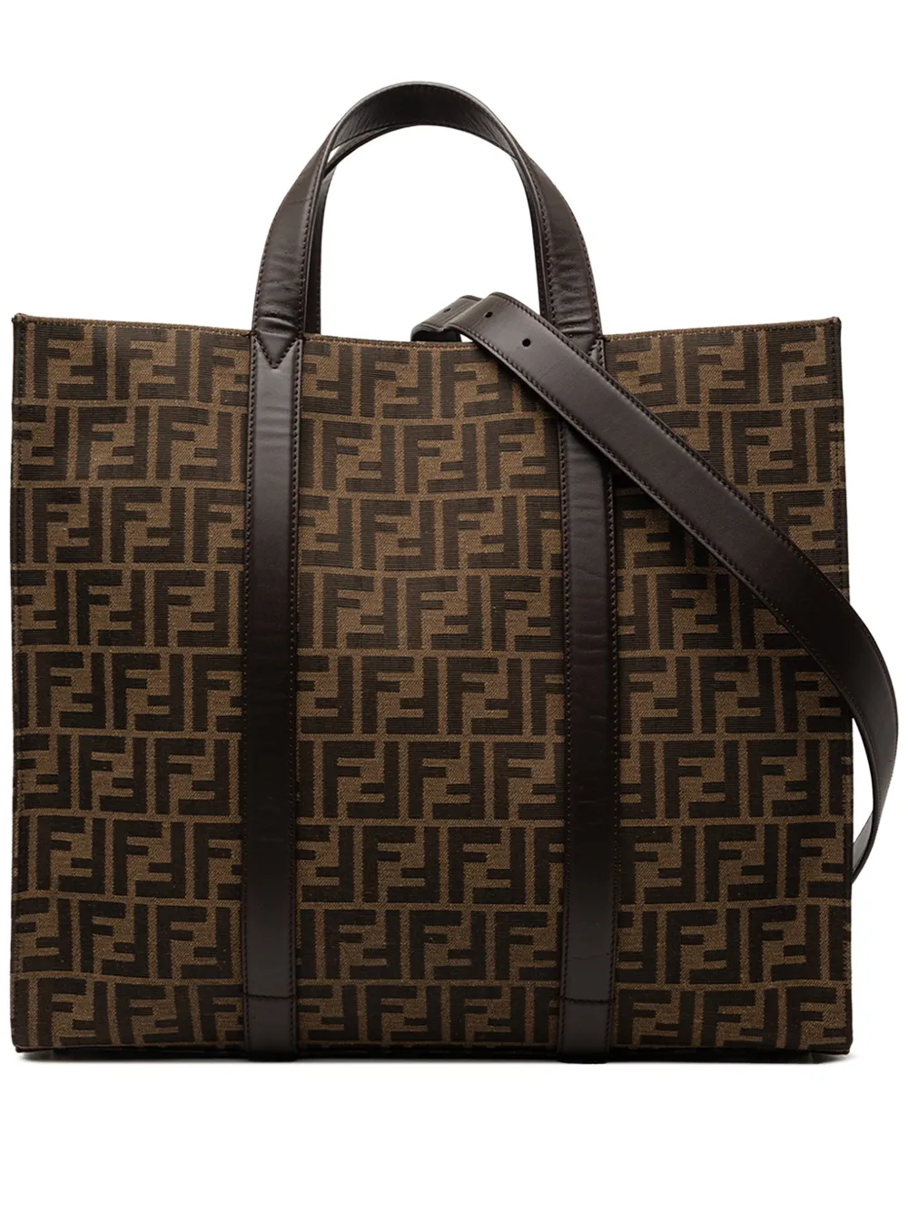 Fendi Pre-Owned 2010-2026 FF 1974 Jacquard Shopper Tote satchel - Marrone