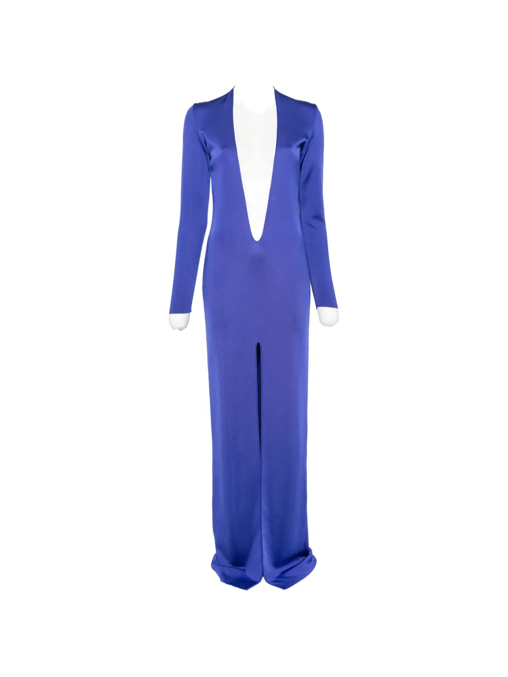TOM FORD plunging-neckline front-slit maxi dress - Blu