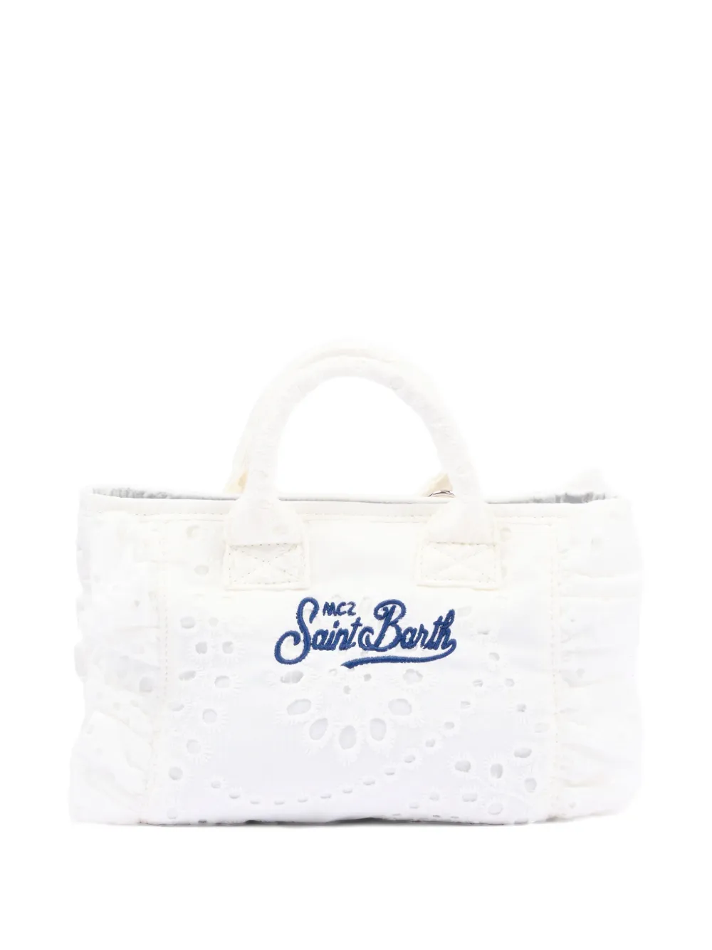 MC2 Saint Barth Vanity broderie anglaise mini-shopper met ruches Wit