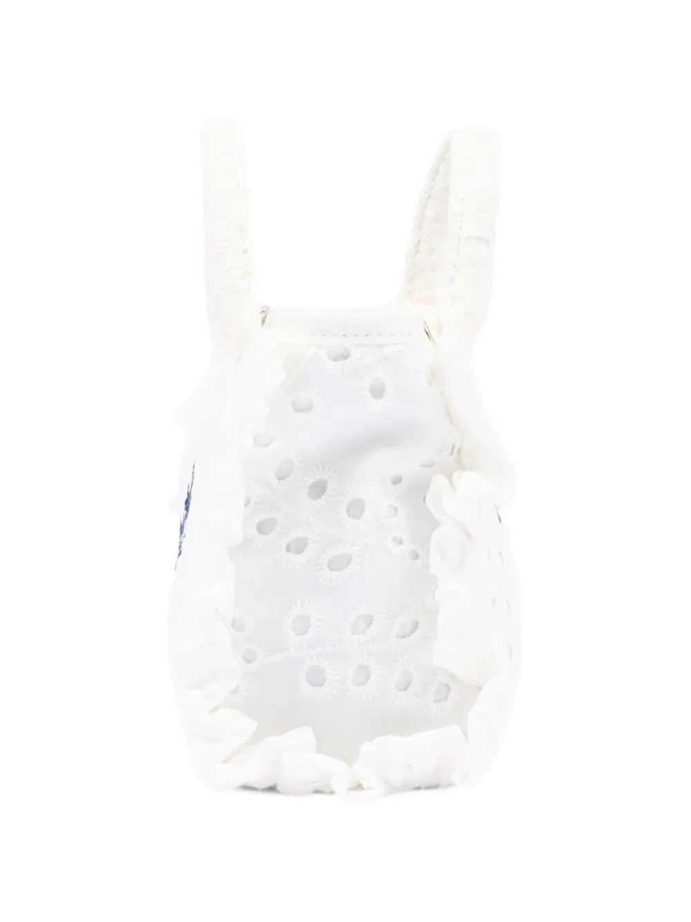 MC2 Saint Barth Vanity broderie anglaise mini-shopper met ruches Wit