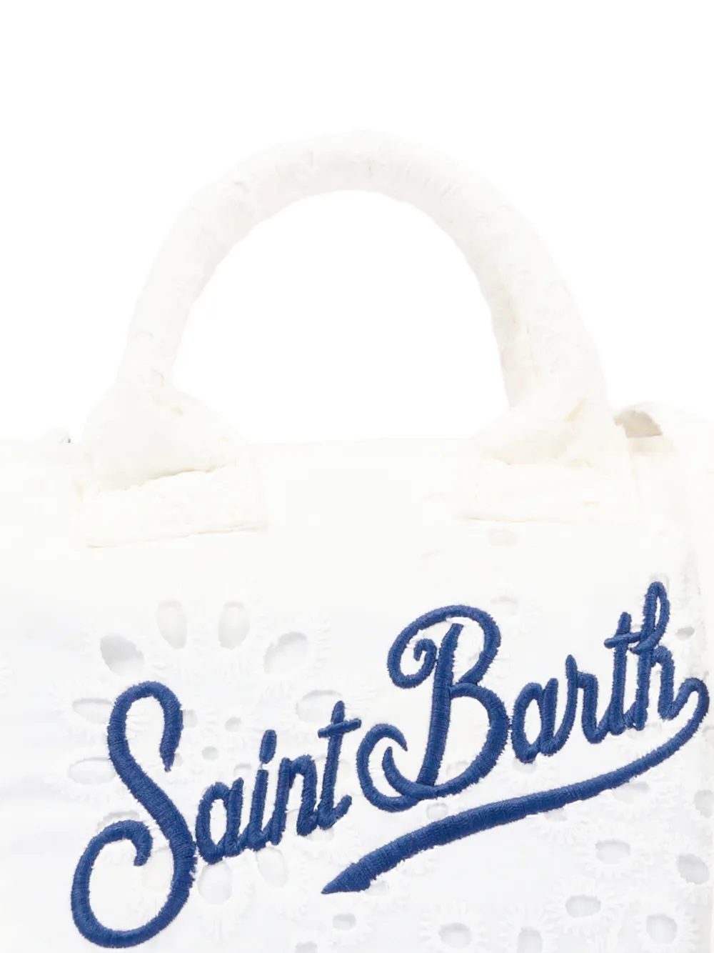 MC2 Saint Barth Vanity broderie anglaise mini-shopper met ruches Wit