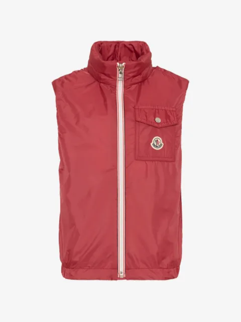 Moncler Enfant chaleco con capucha y parche del logo