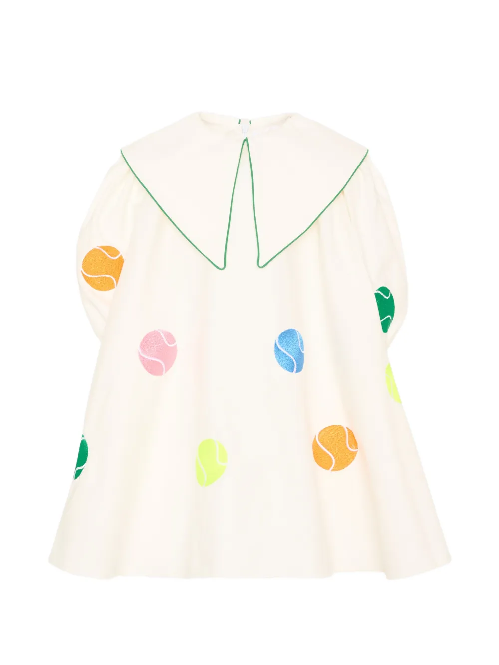 Pangolini Kids tennis-ball-print sailor-collar dress - Toni neutri