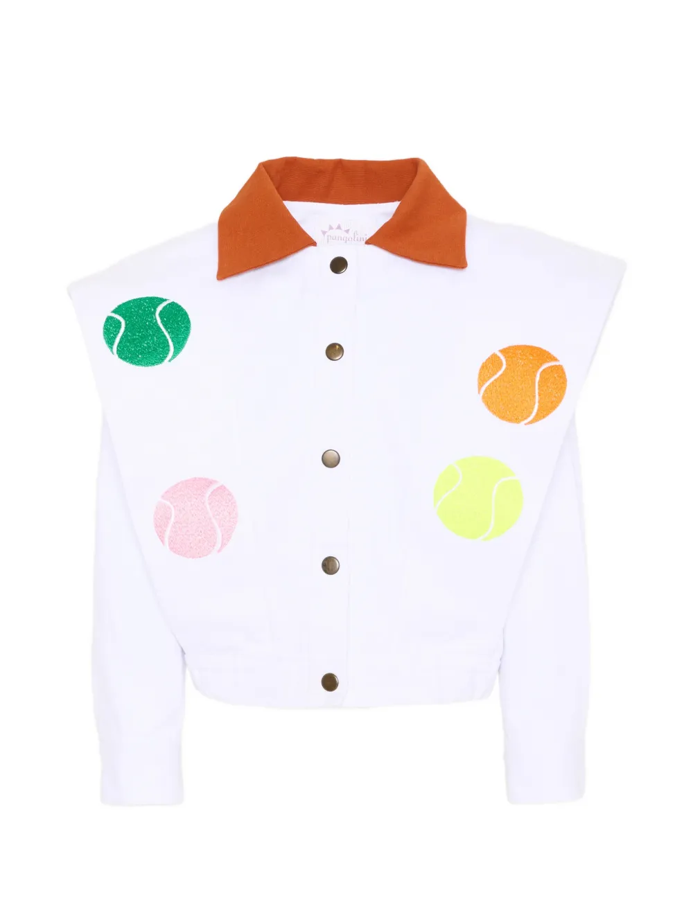 Pangolini Kids tennis-ball-print jacket - Bianco