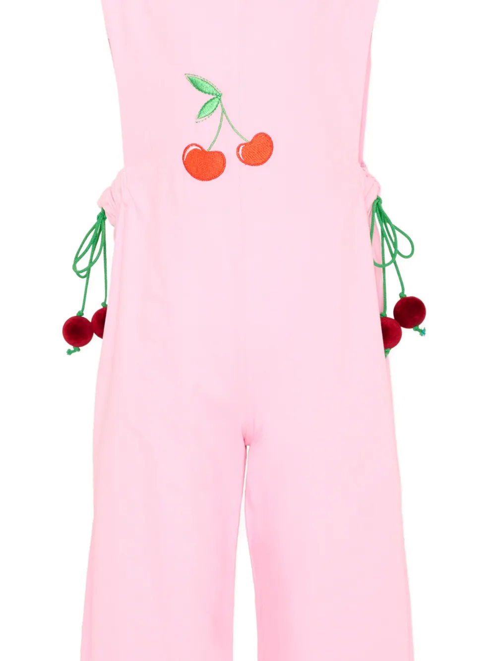 Pangolini Kids Jumpsuit met geborduurde kers Roze
