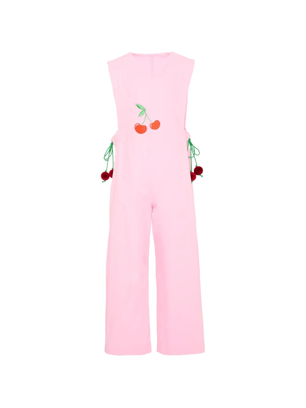 Pangolini Kids cherry-embroidered jumpsuit - Rosa