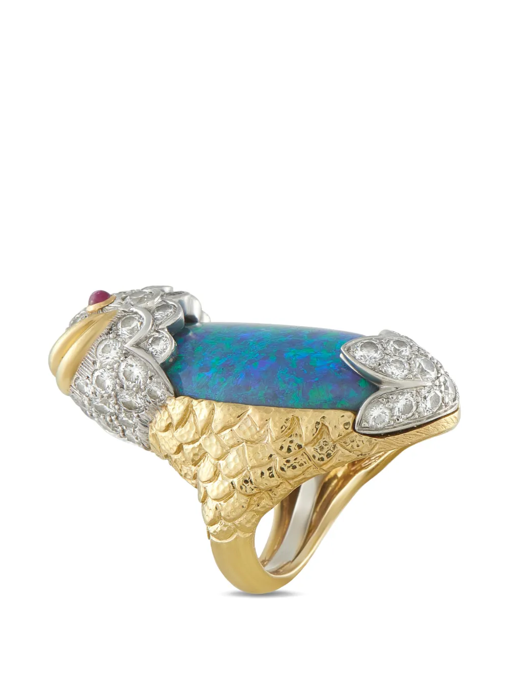 David Webb opal and diamond fish ring - Oro