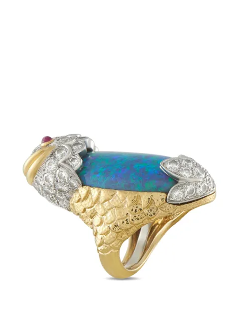 David Webb opal and diamond fish ring