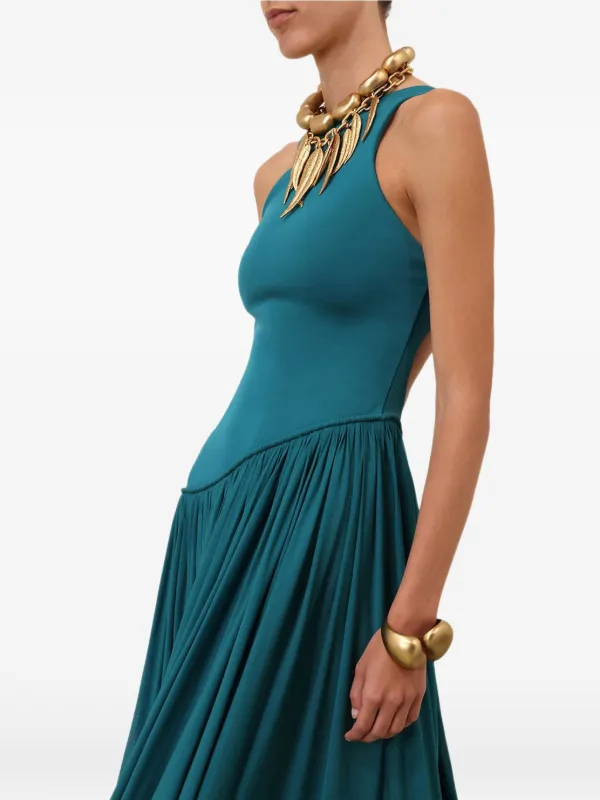 zimmermann blue and green dress Zimmermann | Rebellion draped Midi Dress | Woman