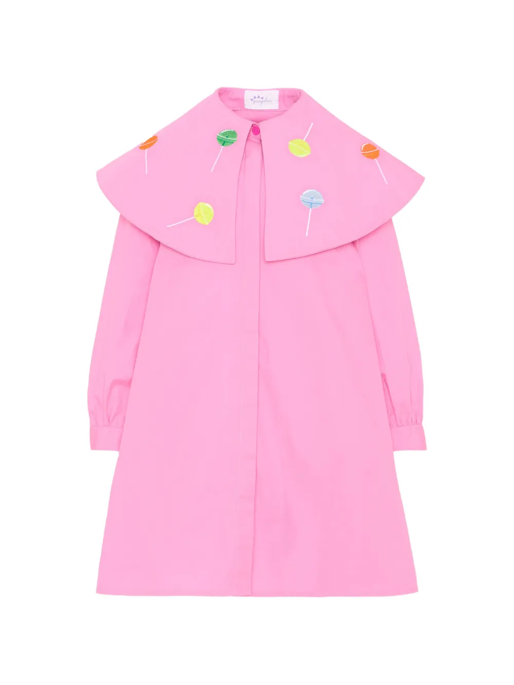 Pangolini Kids lollipop-embroidered cape-collar dress - Pink