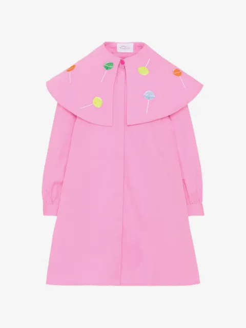 Pangolini Kids lollipop-embroidered cape-collar dress
