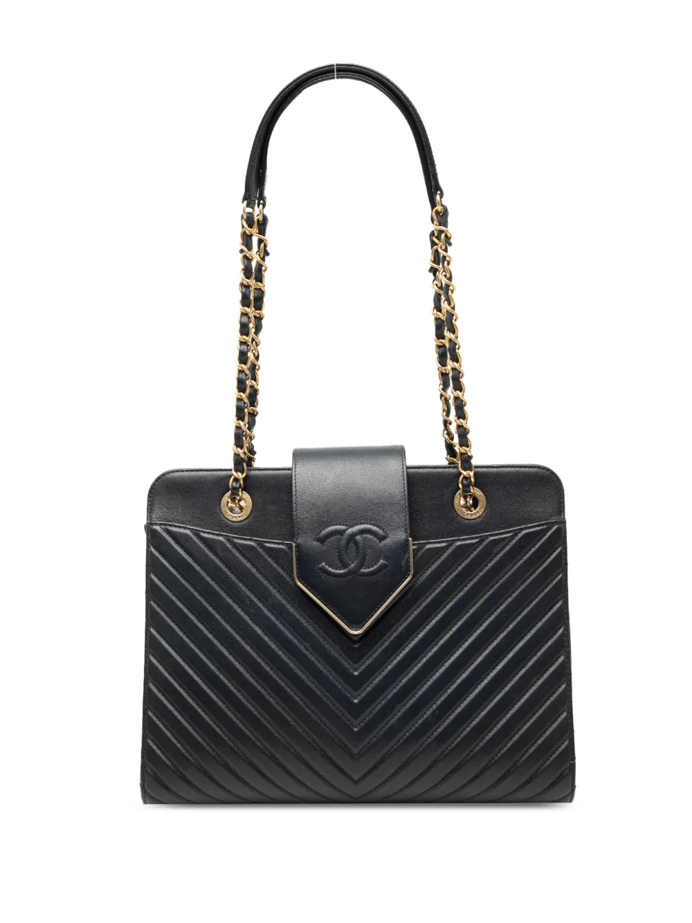 CHANEL Pre-Owned 2016-2017 Chevron Calfskin Collar and Tie tote bag - Blu