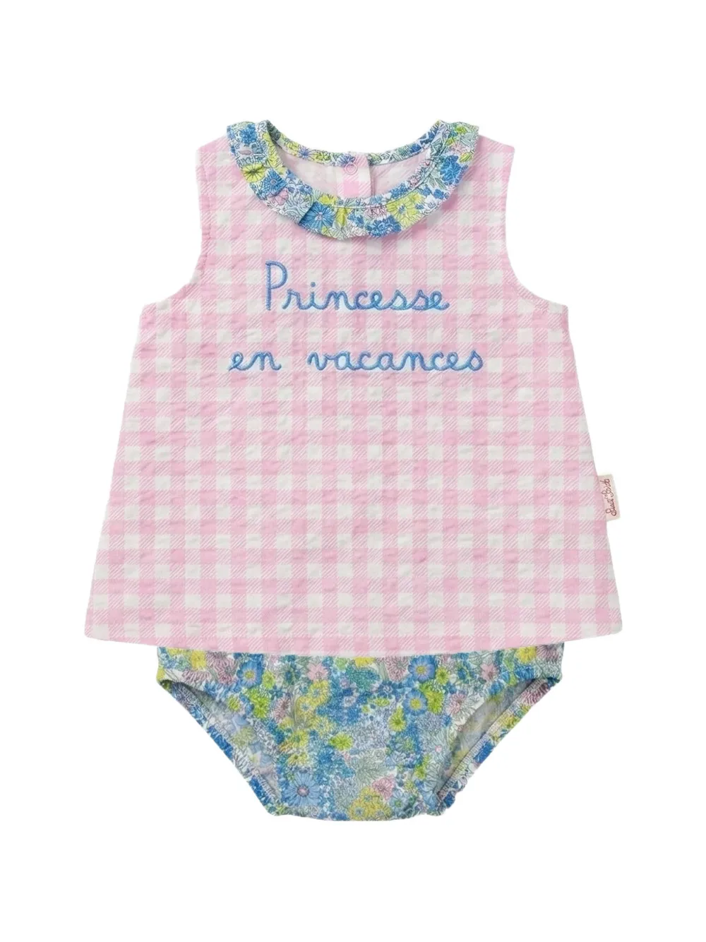 MC2 Saint Barth Kids gingham floral-print dress - Rosa