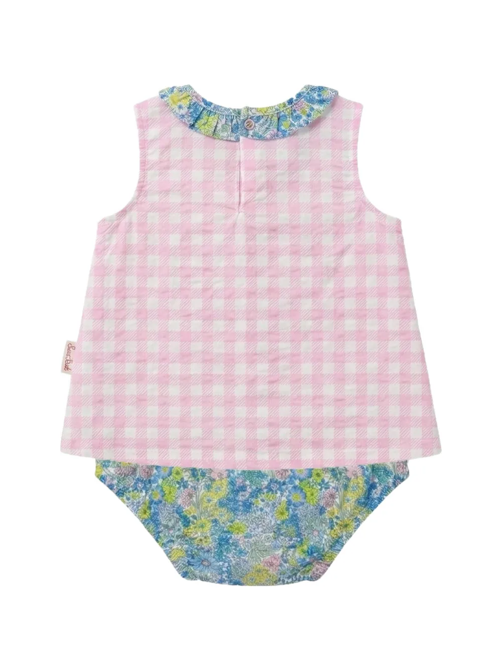 MC2 Saint Barth Kids Jurk met gingham ruit en bloemenprint Roze