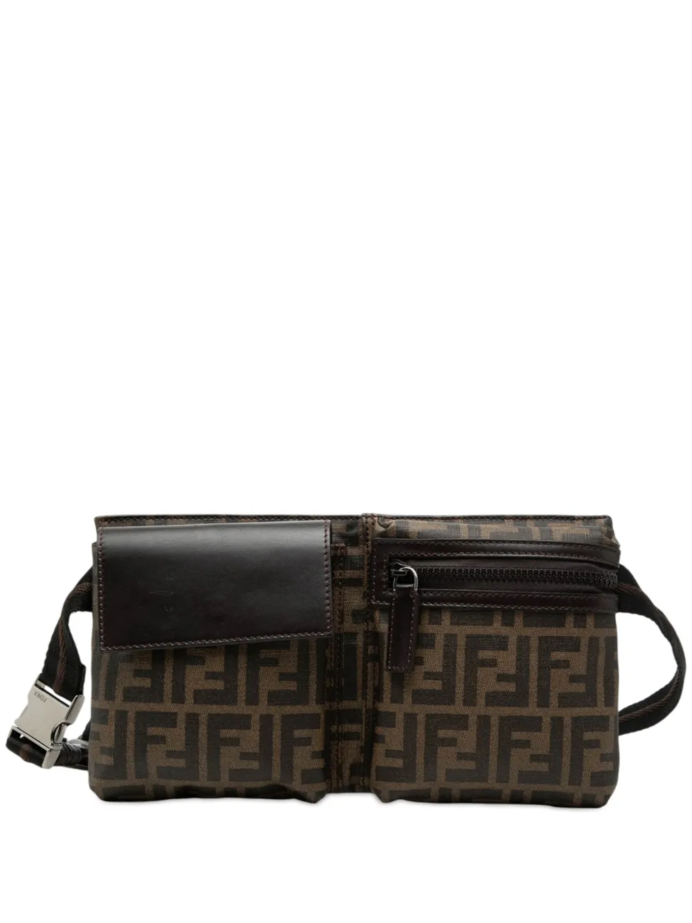 Fendi Pre-Owned 2010-2025 Zucca Canvas Double Pocket belt bag - Marrone