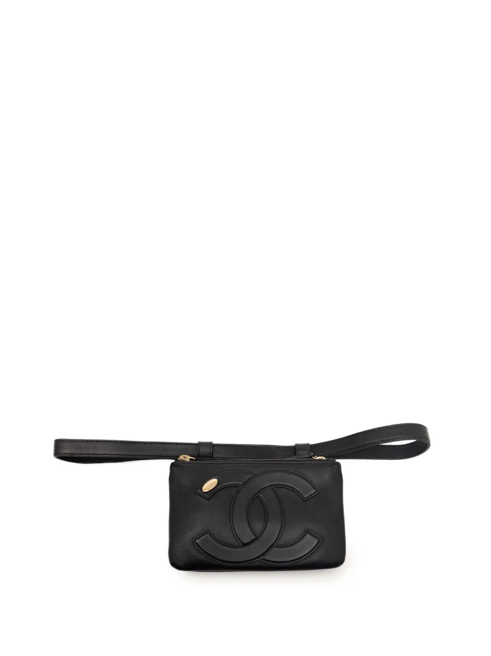 CHANEL Pre-Owned 2019 Lambskin Mania Double Zip belt bag - Black
