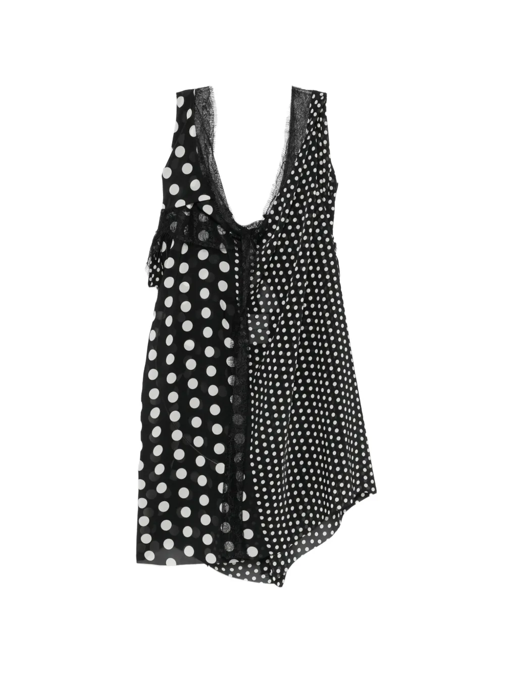 Junya Watanabe polka-dot lace-trimmed midi dress - Nero