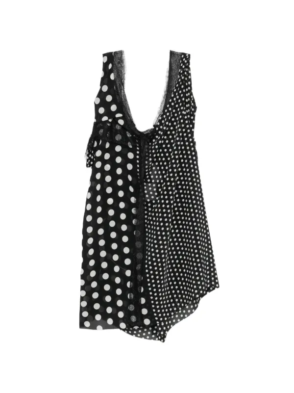 Junya Watanabe Polka-dot Lace-trimmed Midi Dress in Black