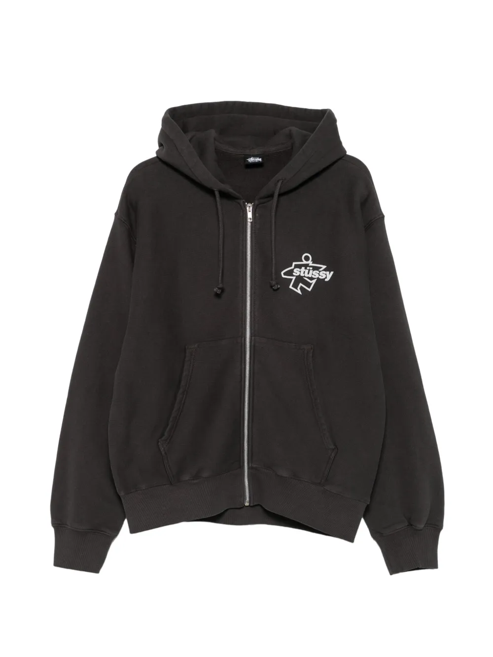 Stüssy Surf Size Gar. logo-print zip-up hoodie - Grigio