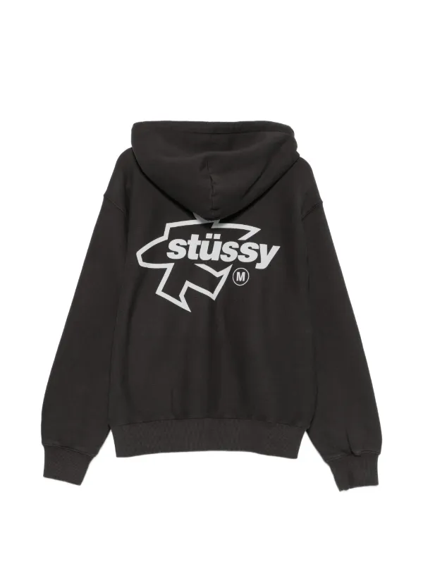 Stüssy Surf Size Gar. logo-print zip-up Hoodie | Grey | FARFETCH