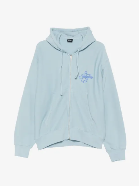 Stüssy hoodie con cierre y logo estampado
