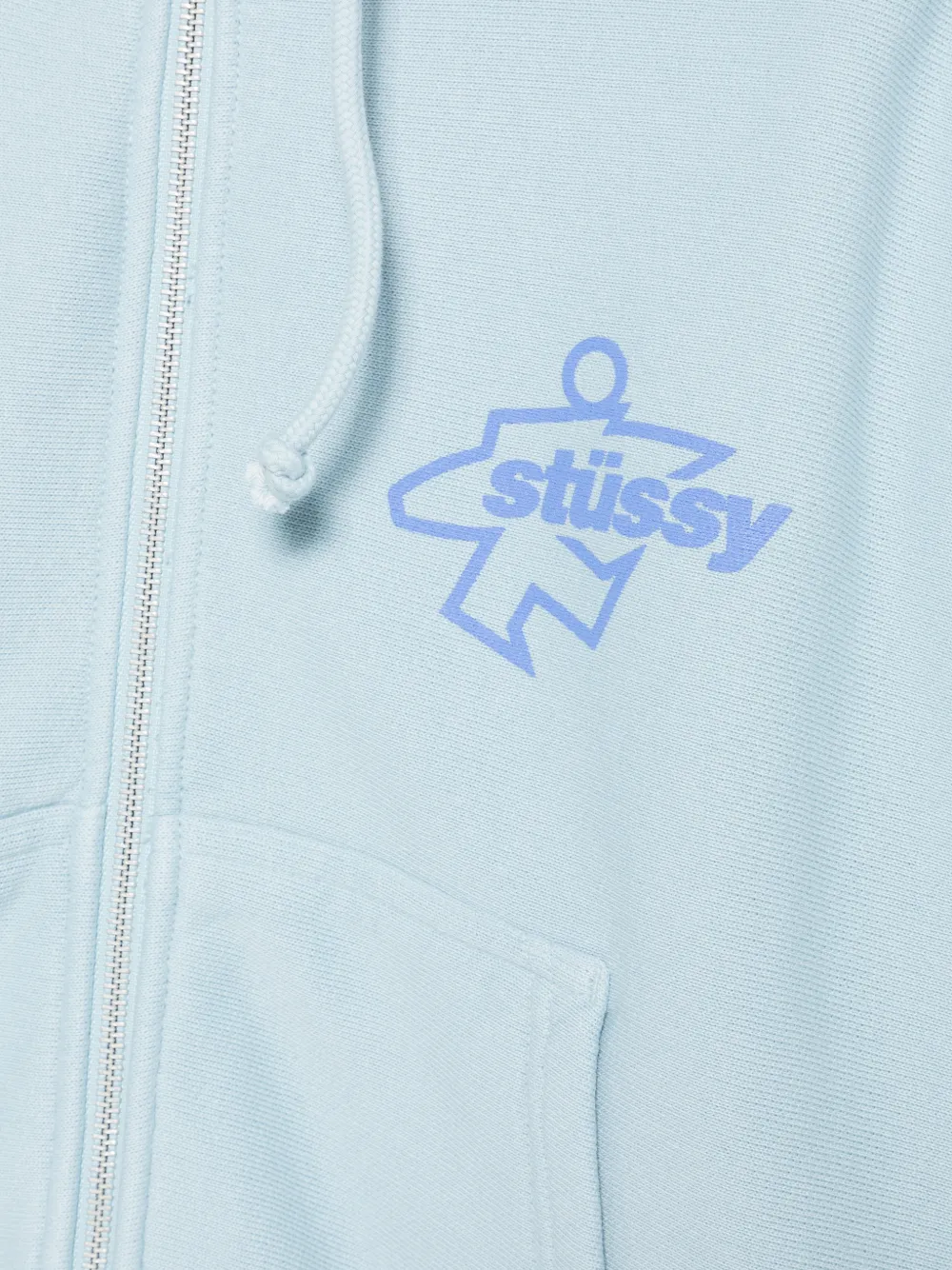 Stüssy garment-dyed logo-print zip-up Hoodie | Blue | FARFETCH