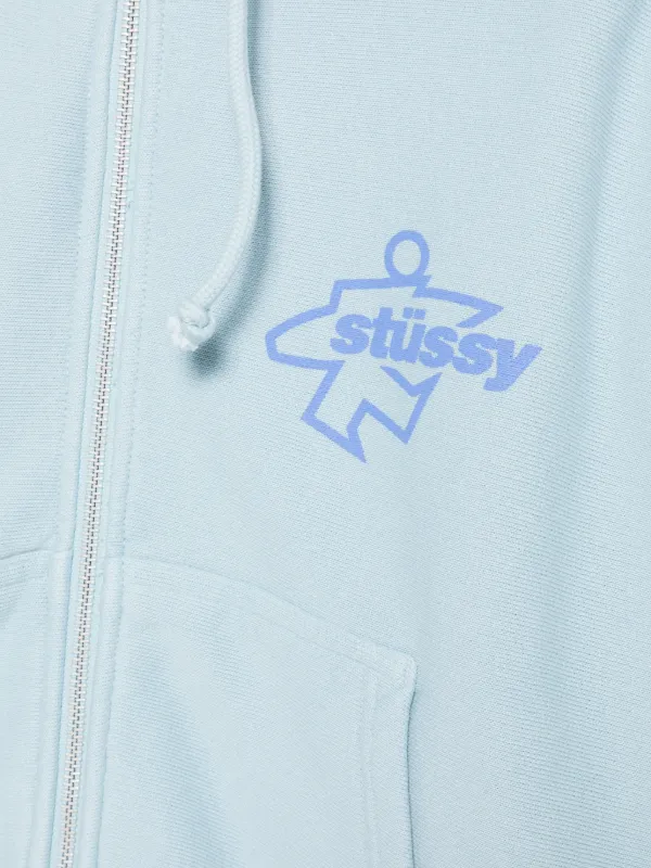 Stüssy garment-dyed logo-print zip-up Hoodie | Blue | FARFETCH