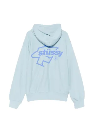 Stüssy garment-dyed logo-print zip-up Hoodie | Blue | FARFETCH