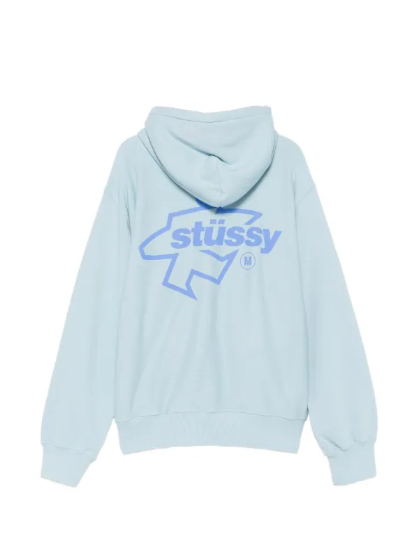 Stüssy garment-dyed logo-print zip-up Hoodie | Blue | FARFETCH