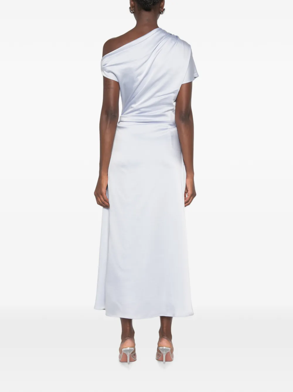 SIMKHAI Joanna off-shoulder satijnen midi-jurk Blauw
