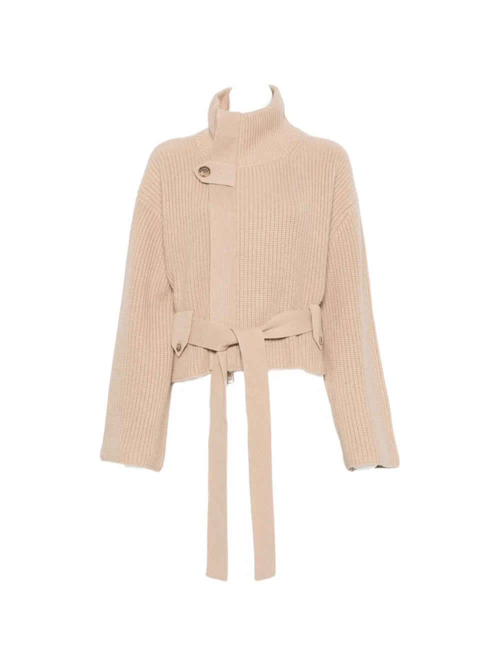 Brandon Maxwell Neal belted zip-front cardigan - Neutrals