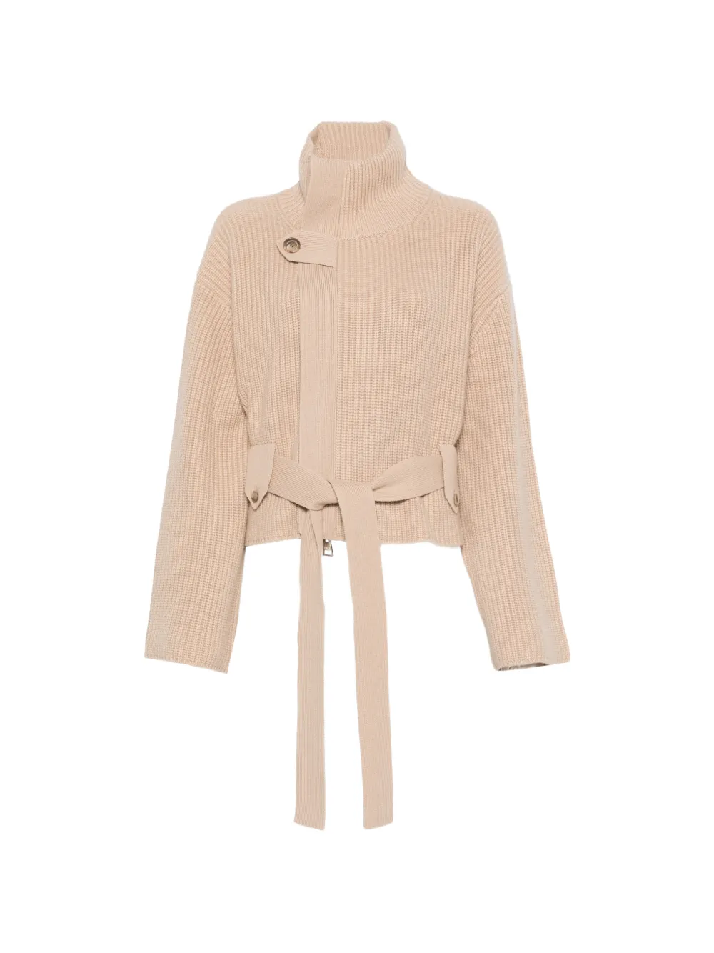 Brandon Maxwell Neal belted zip-front cardigan - Nude