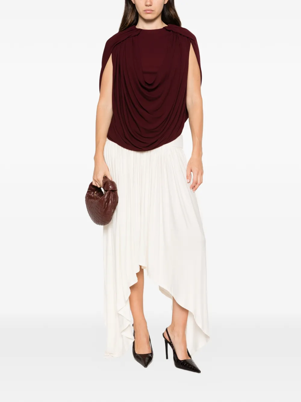 Brandon Maxwell The Astor Draped Jersey Blouse In Red