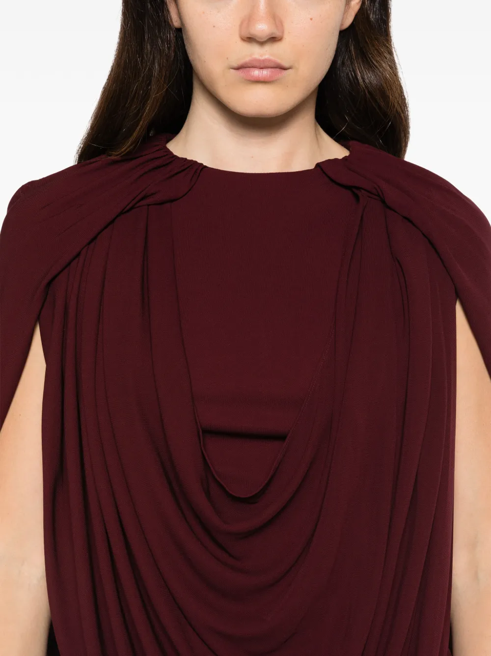 Brandon Maxwell The Astor Draped Jersey Blouse in Red, view 5