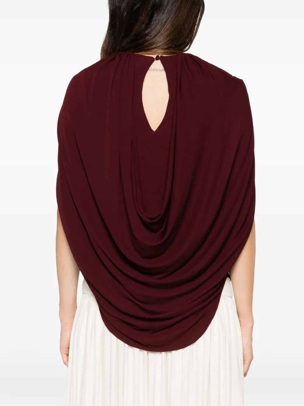 Brandon Maxwell The Astor Draped Jersey Blouse in Red, view 4