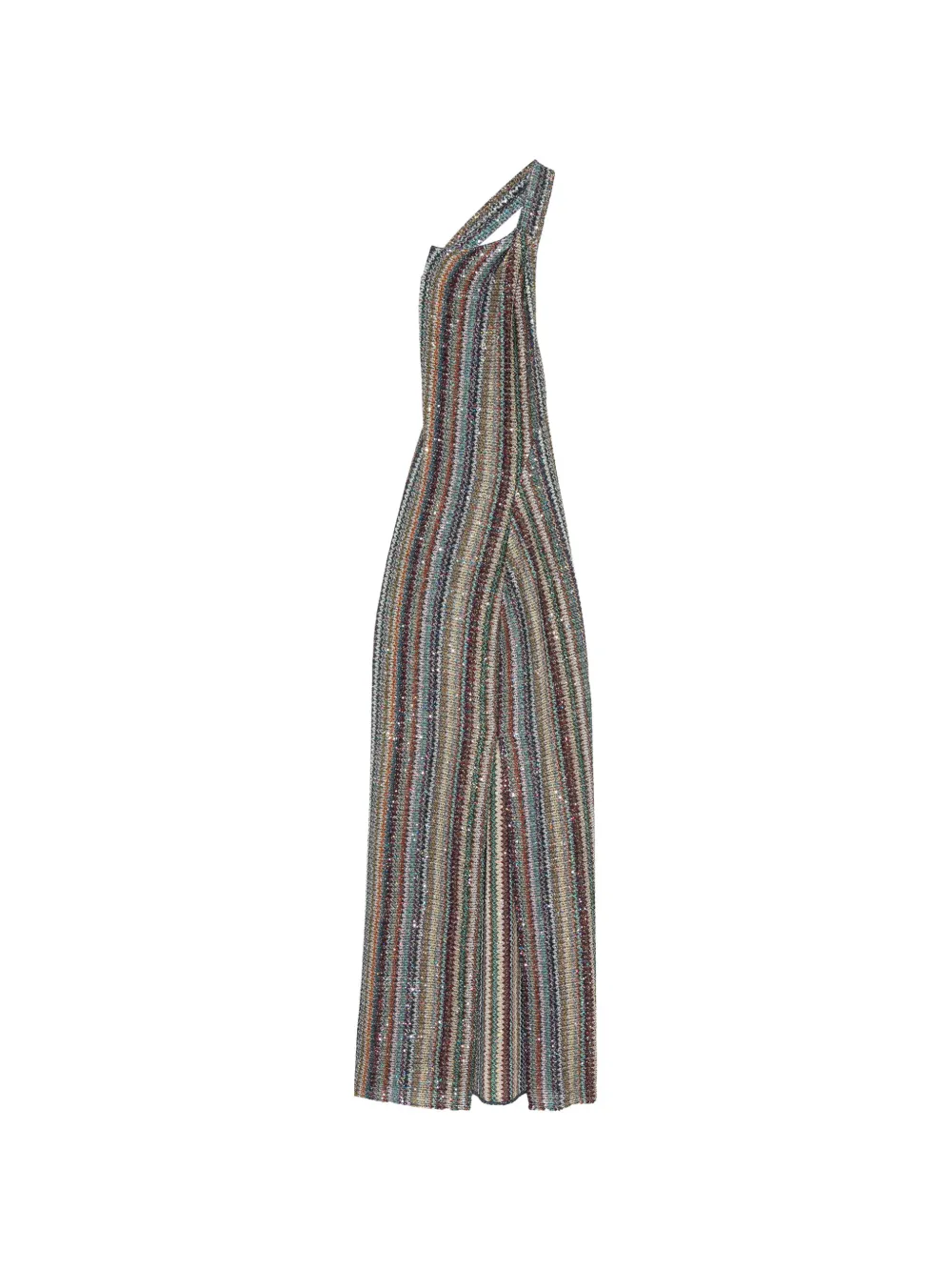 Missoni knit micro Chevron one-shoulder long dress - Grigio