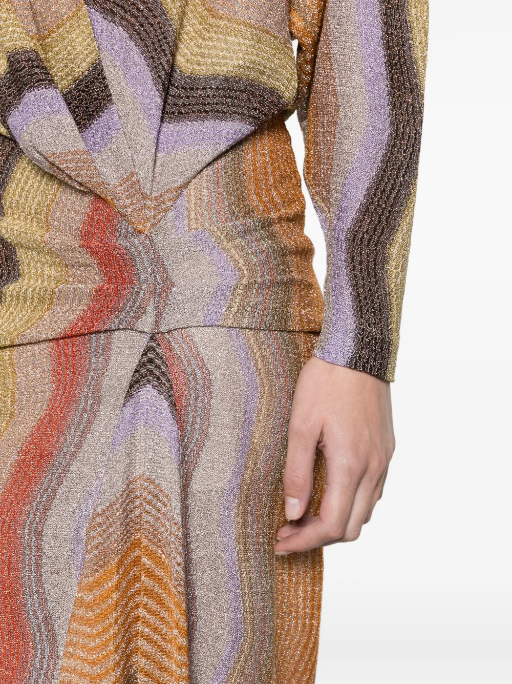 Missoni long dress with deep V-neckline Beige