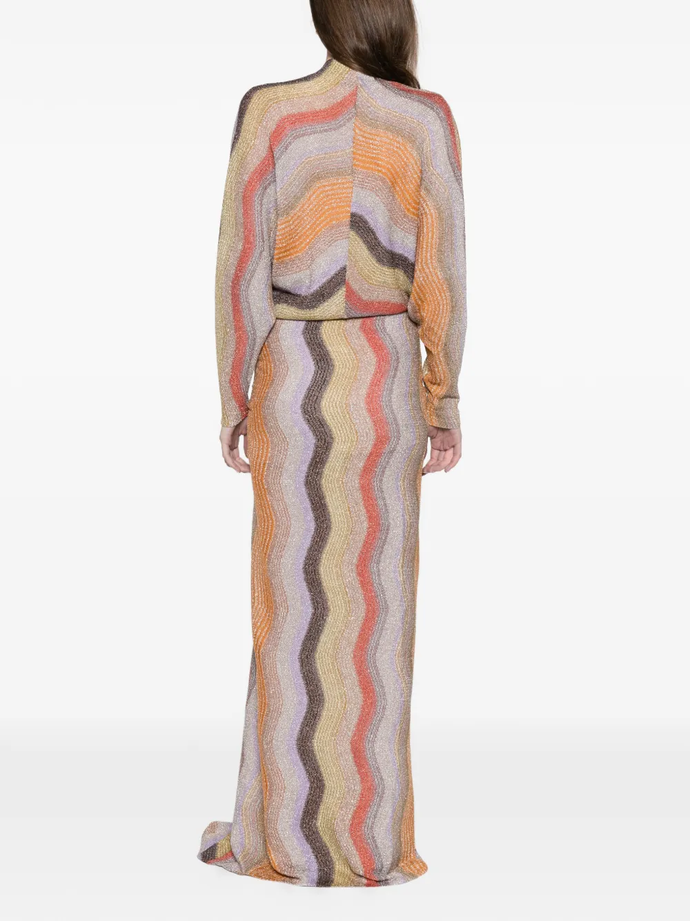 Missoni long dress with deep V-neckline Beige