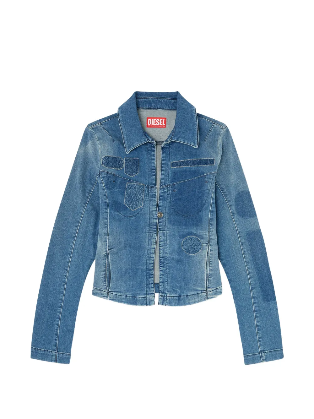 Diesel one-button denim shirt with patch effects - Blau