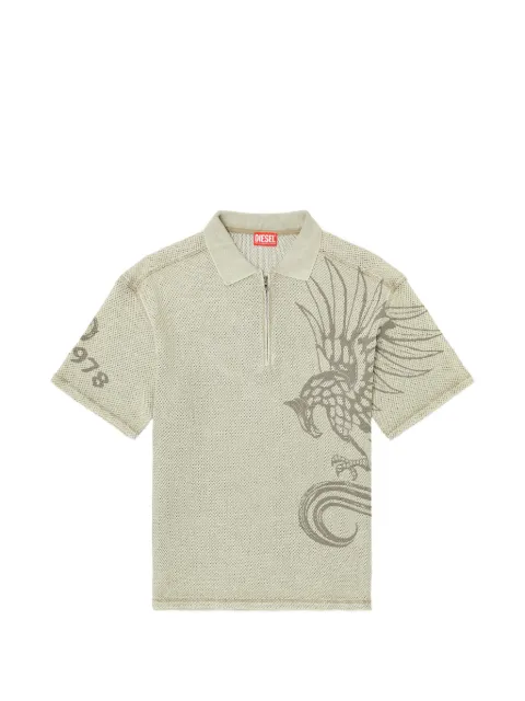 Diesel playera tipo polo tejida en jacquard con cuarto de cierre