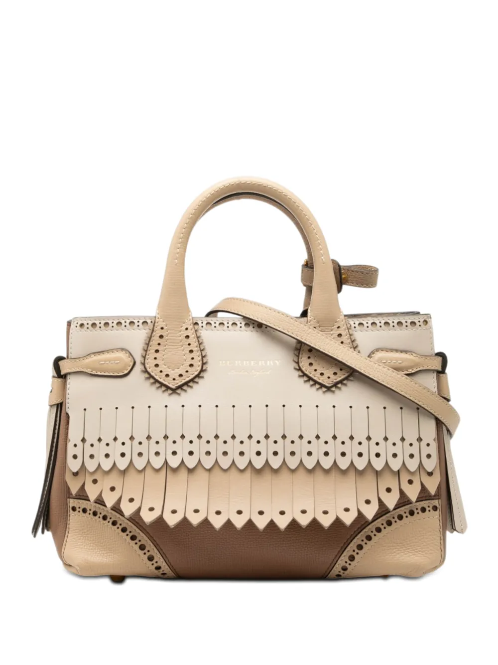 Burberry Pre-Owned 2000-2017 kleine Brogue Banner Satchel-Tasche - Nude