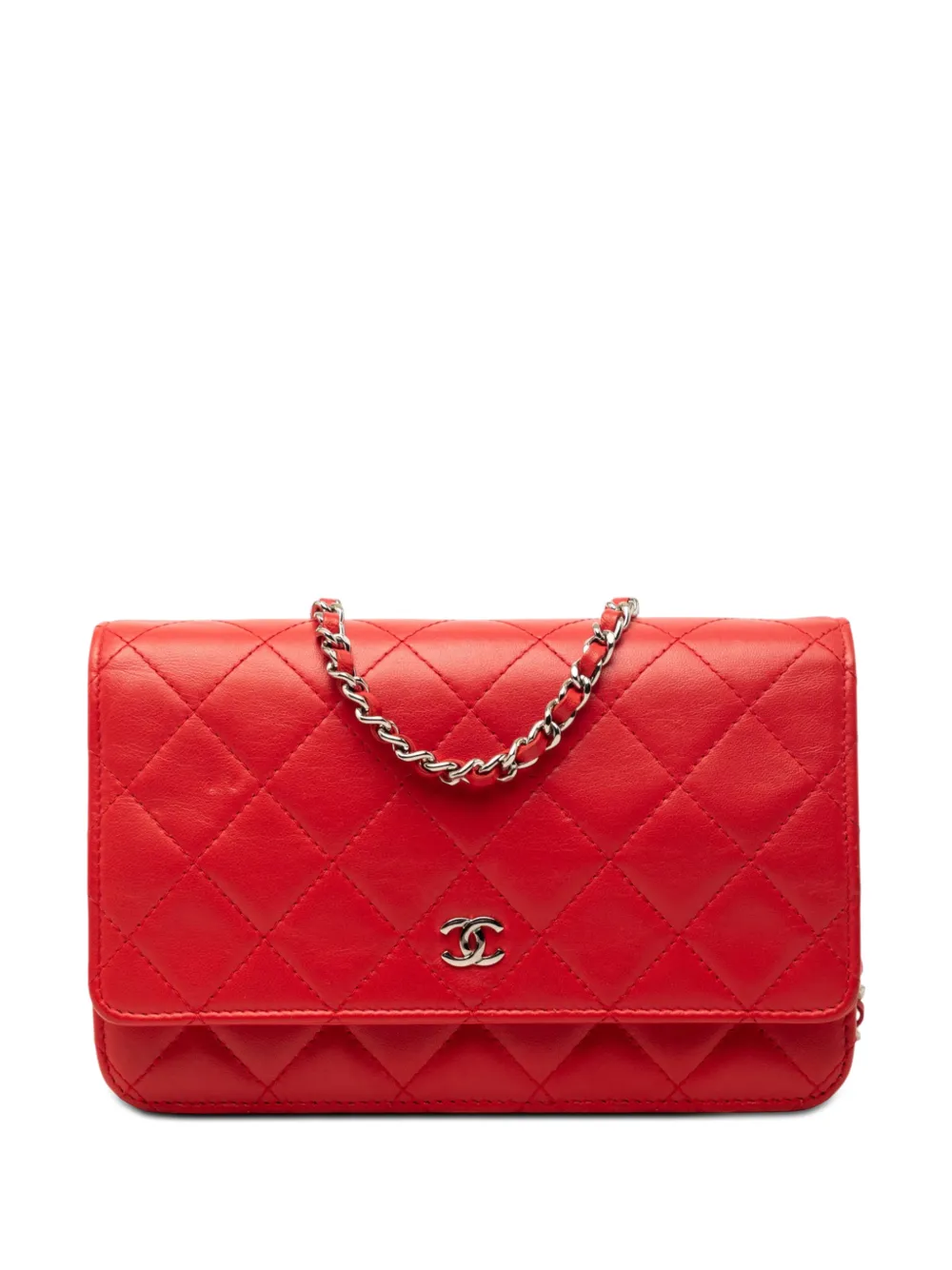 CHANEL Pre-Owned 2016-2017 CC Quilted Lambskin Wallet on Chain crossbody bag - Rosso