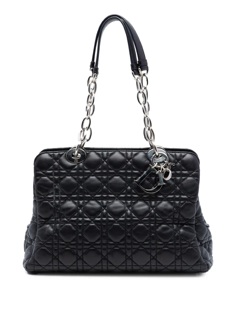 Christian Dior Pre-Owned 2014 Small Lambskin Cannage Soft Zipped Shopping tote bag - Nero