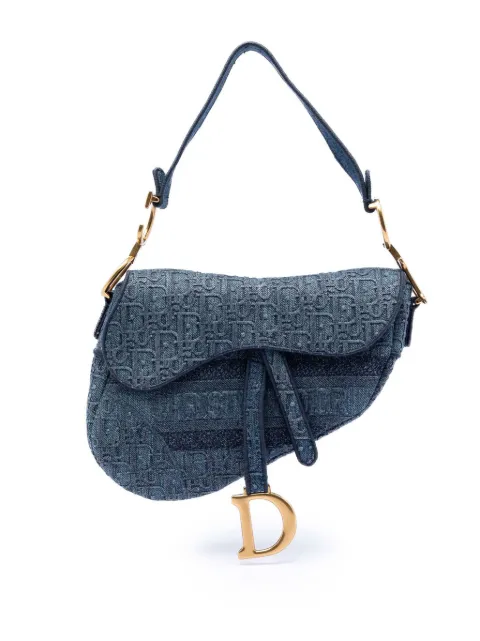 Christian Dior Pre-Owned 2019 Oblique Embroidered Denim Saddle Bag shoulder bag
