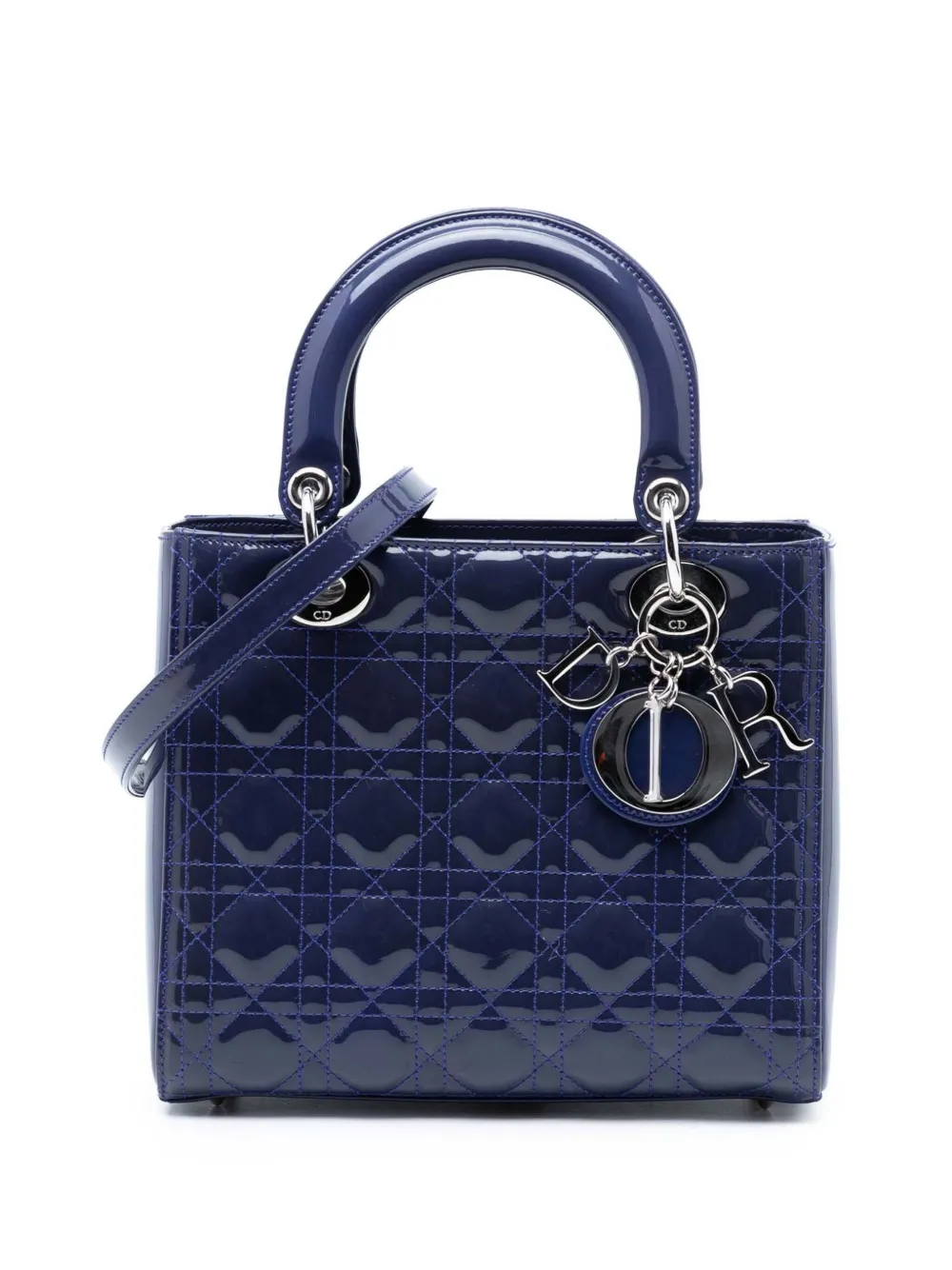 Christian Dior Pre-Owned 2015 mittelgroße Cannage Lady Dior Satchel-Tasche - Blau
