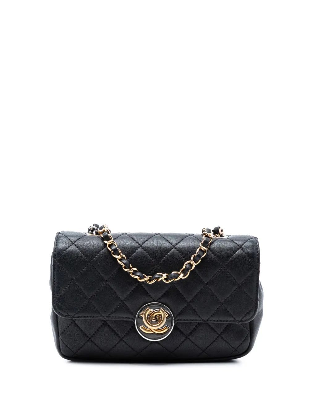CHANEL Pre-Owned 2019 Quilted Lambskin Turn and Lock Flap crossbody bag - Nero