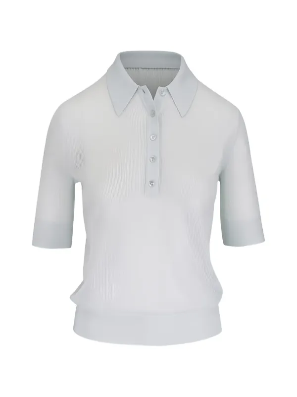 Twp Short-sleeve Knit Polo Shirt in Grey