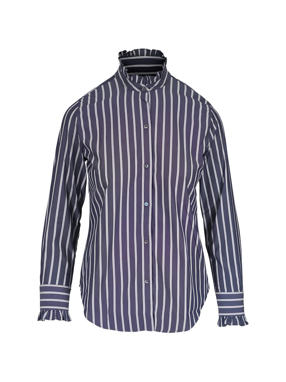 Nili Lotan Lydia ruffled-trim striped blouse - Grigio