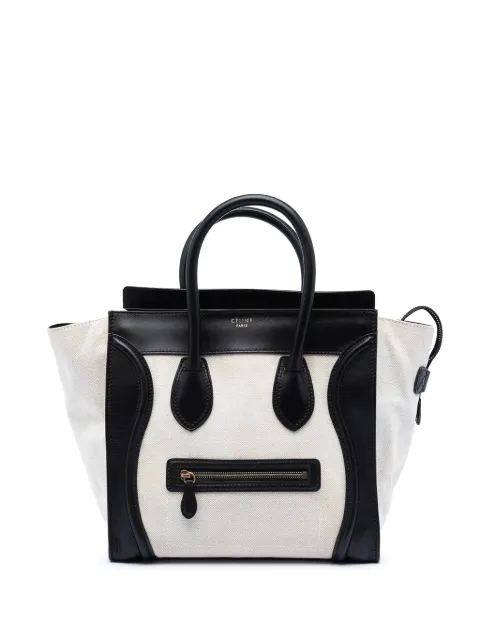 Celine Pre-Owned 2011 Mini Bicolor Canvas and Leather Luggage Tote handbag