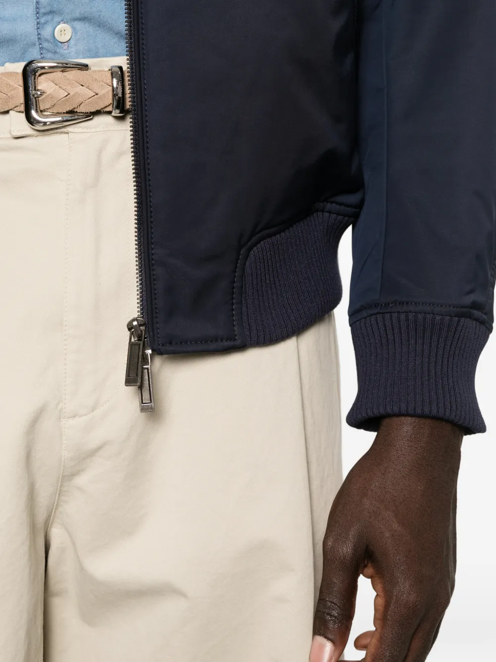 BOSS x Aston Martin jack met geribbelde afwerking en rits Blauw
